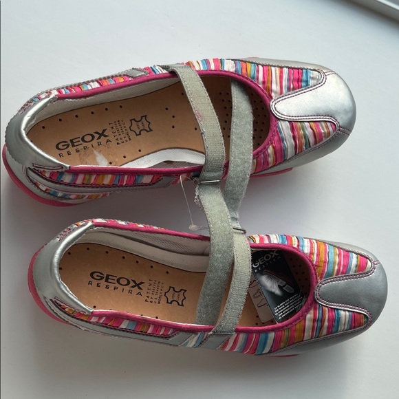 NWOT Geox Striped Silver and Pink Sneakers Size 9.5 - Picture 9 of 10